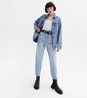 New Look Blue Paperbag High Waist Dayna Tapered Jeans